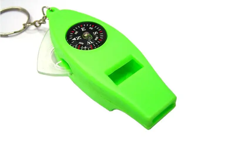 4 in 1 Outdoor Camping Multifunctional Lifesaving Emergency Survival Whistle with Compass Firestarter Thermometer