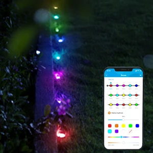 product 15 pack ip67 waterproof outdoor ground garden lawn walkway 36ft multicolor rgbicw pathway led string lights with app control-41