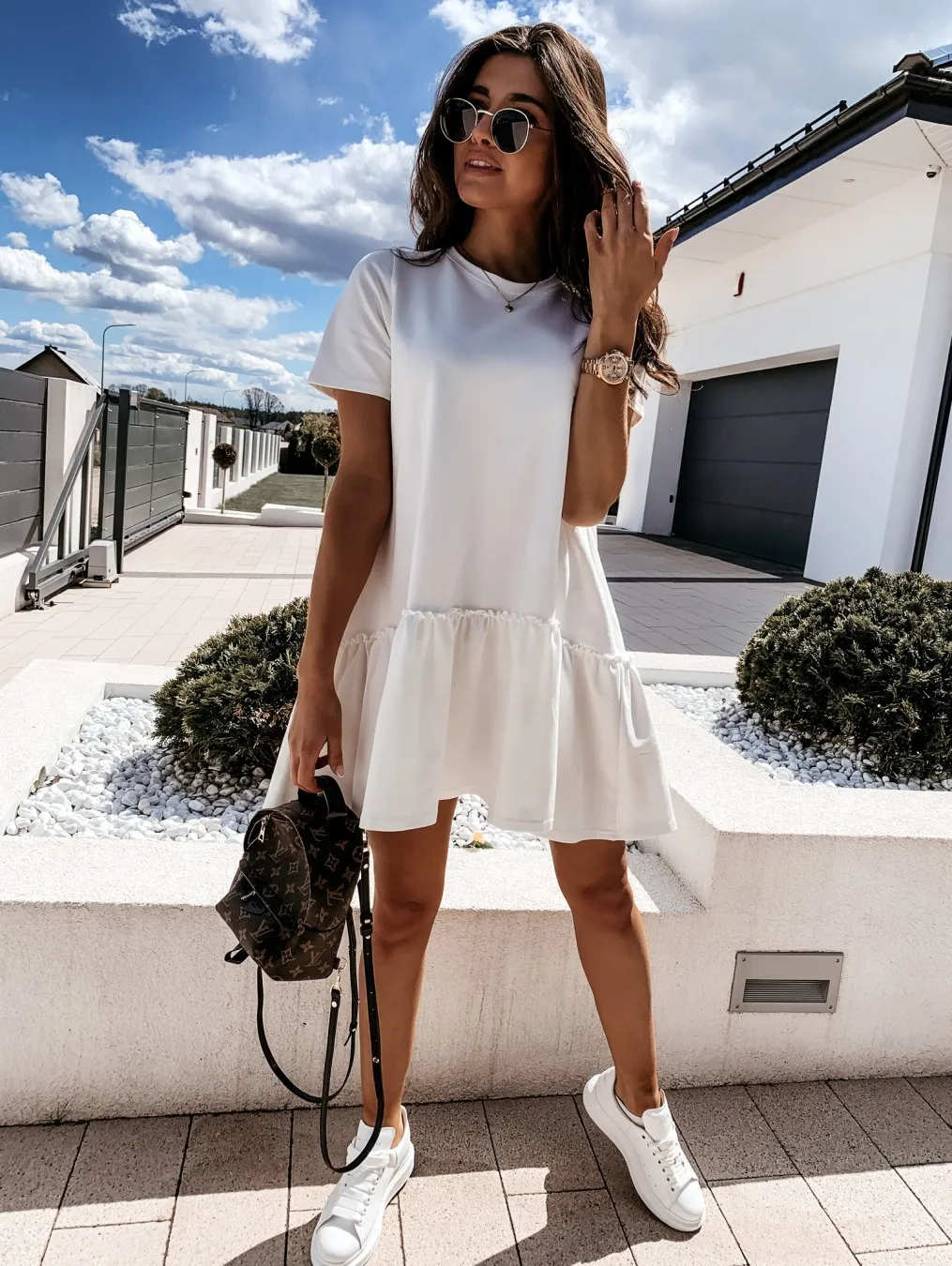 summer dress with air force ones