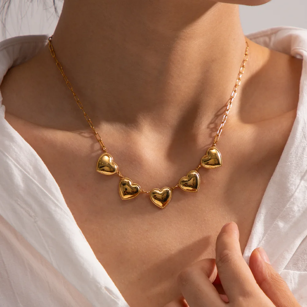 Luxury Peach Heart Brass Zircon Necklace