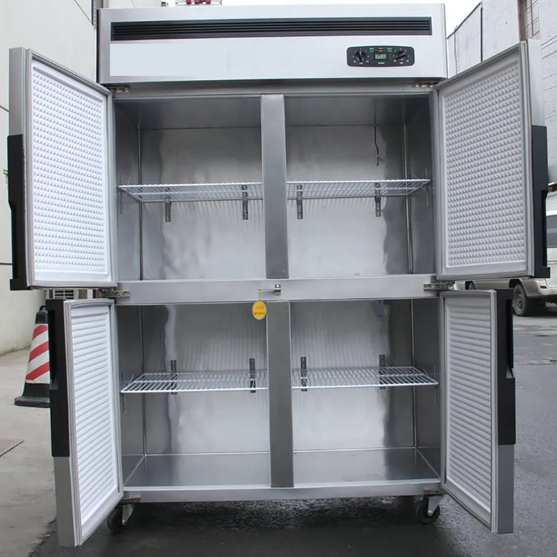 4-дверь холодильник коммерческих вертикальных четырехдверный холодильник dual-компьютер с двумя температурными режимами морозильная камера/постоянным током морозильник холодильник