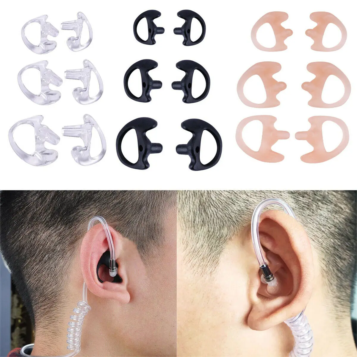 Silicone Soft Earbud for Covert Acoustic Tube Earpiece of Radio 