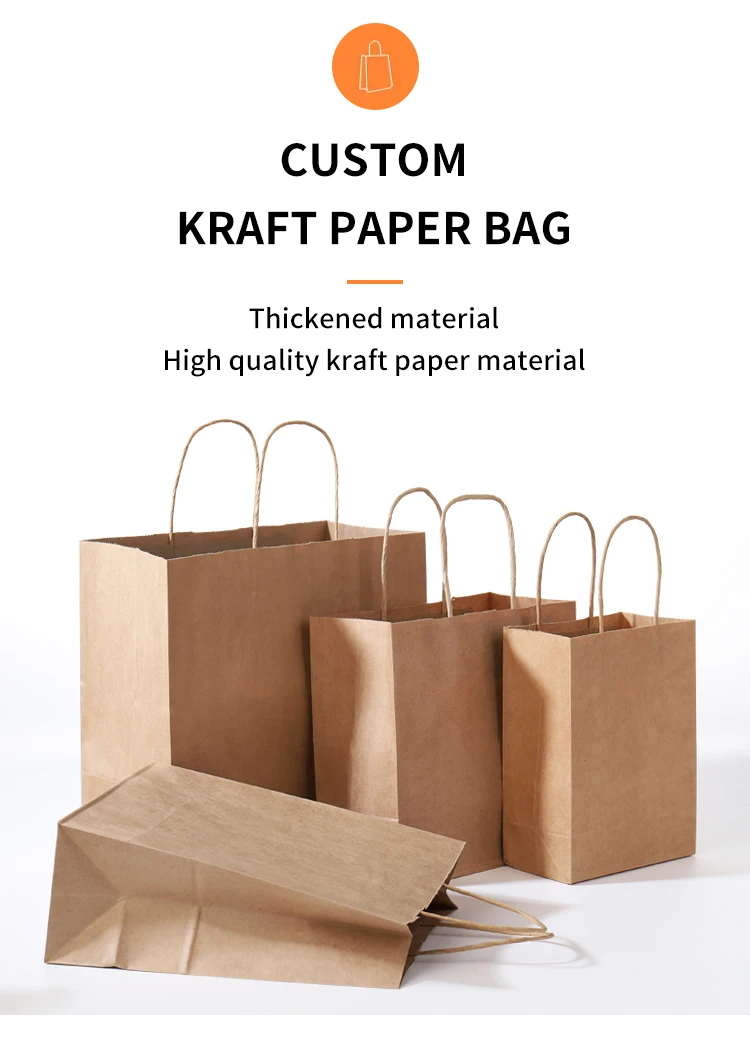 Recyclable Kraft Brown Paper Bag With Rope Handle Your Logo Flat Handle