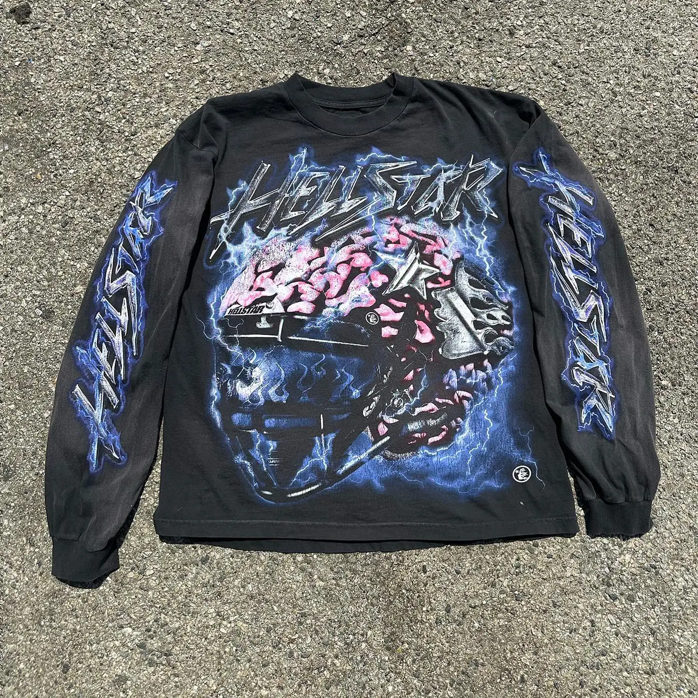 Custom Cotton Long Sleeve T Shirt Oversized Heavy Weight Drop Shoulder Graphic Print Acid Wash Vintage Crew Neck Sweatshirts Men gallery 8
