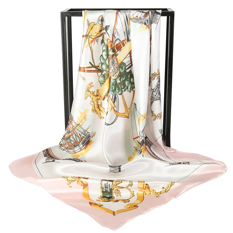 90*90CM Custom Logo silk big square scarf hot style satin print ladies silk scarf AliExpre new wild scarf women