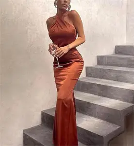 New Cross Hanging Neck Sleeveless Slimr Fit Backless High-end Fishtail Dress