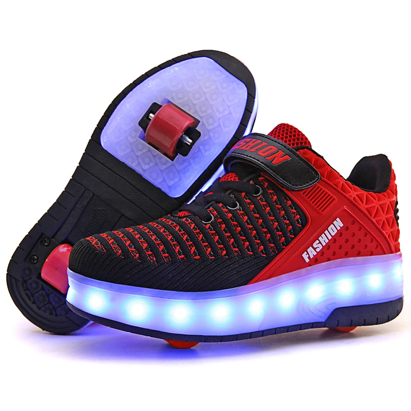 Aikuass Unisex LED Light up Roller Shoes USB Chargeable Wheeled Skate Sneaker Christmas Birthday Gifts for Boys and Girls Kids