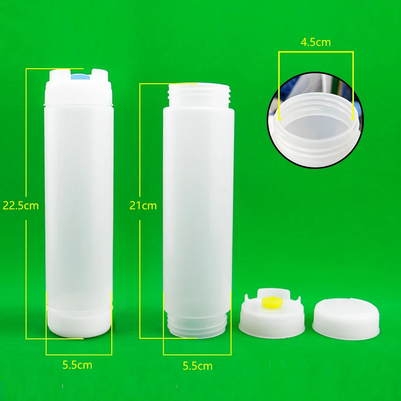 16Oz 20Oz Plastic Squeeze Bottle for Sauce with Screw Cap Sealing and Screen Printing Surface Treatment