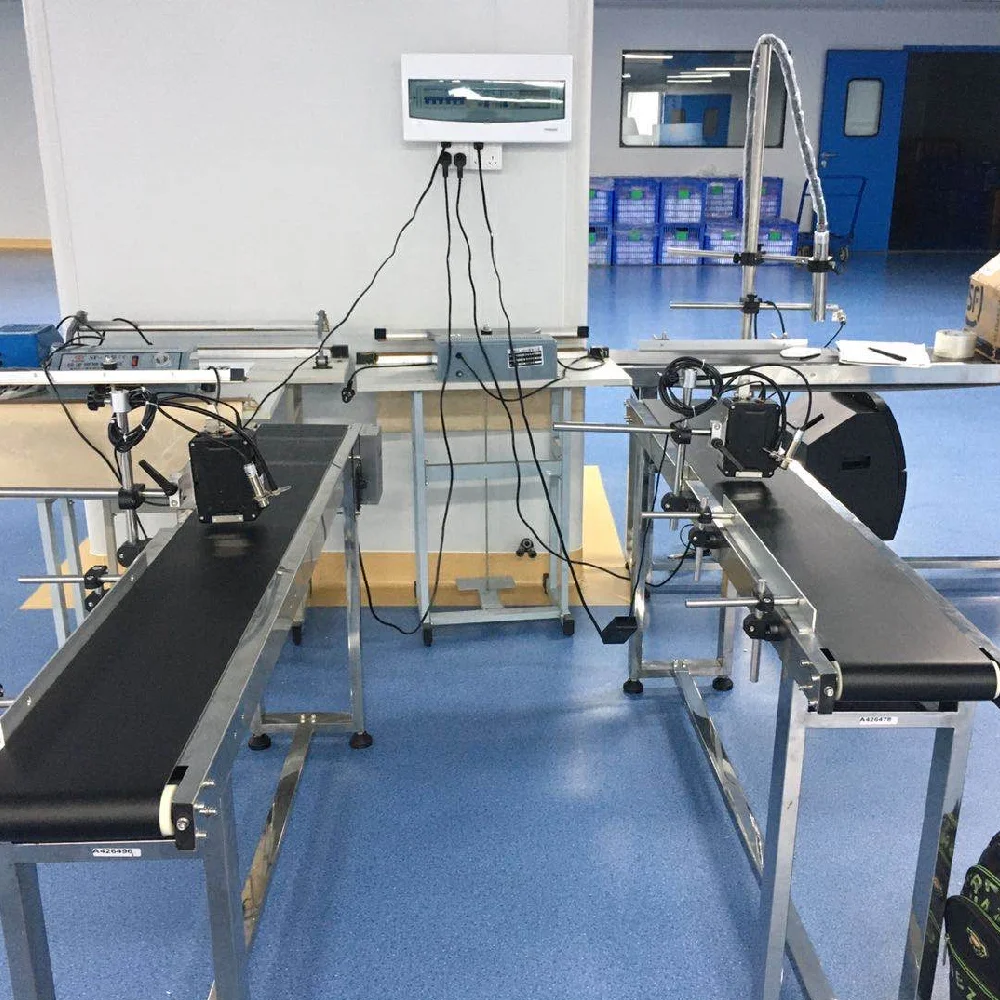 Inkjet Printer Logo Printing Coding With Conveyor Belt for Rice Bags Transporting