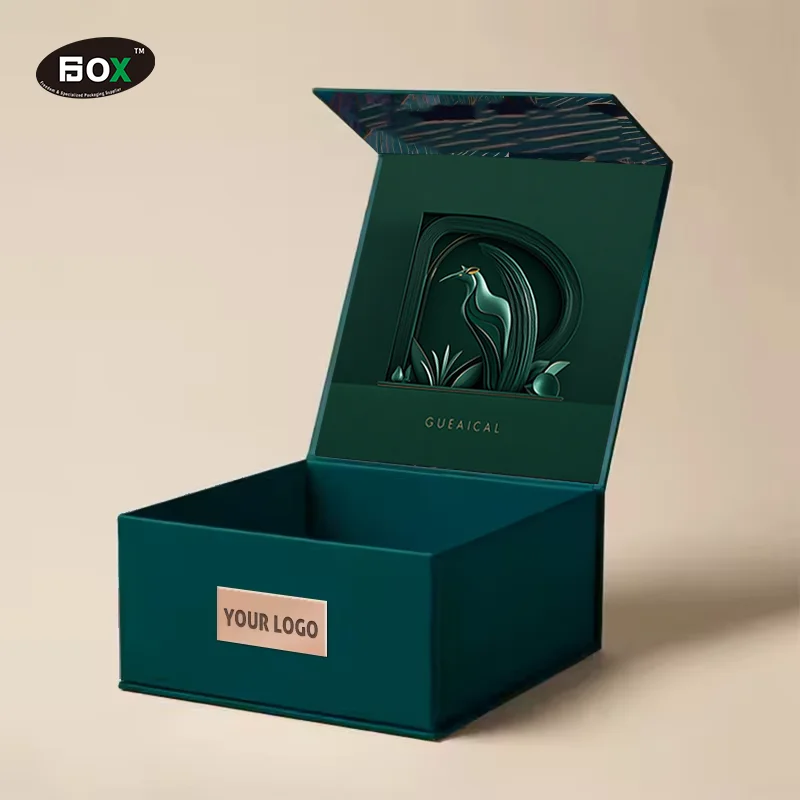 ISO9001 Premium Custom Golden Paper Kraft Carton Magnetic Gift Box Recyclable Luxury Beauty Gift Rigid Paper Box