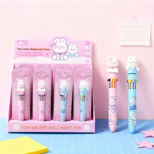 Popular Cute Rabbit 10-in-1 Multi-color Pen - Kawaii Sparkle Stationery for Students Office Writing & Gift Giving