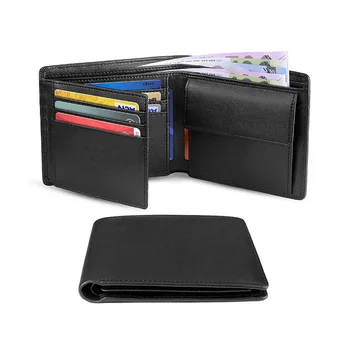 Classic horizontal leather wallet, men's genuine anti-theft short money clip, layer cowhide wallet customization