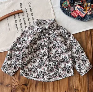 Customized Japanese-style Vintage Children's Black Full-printed Cartoon Shirt Clothes for Kids