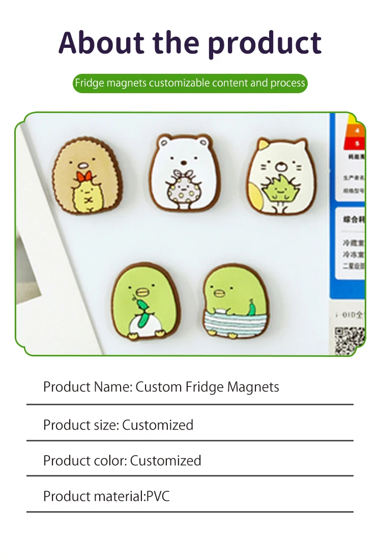 product customizable pvc cartoon refrigerator decorations soft rubber souvenir stickers wholesale factory promotional fridge magnets784-59