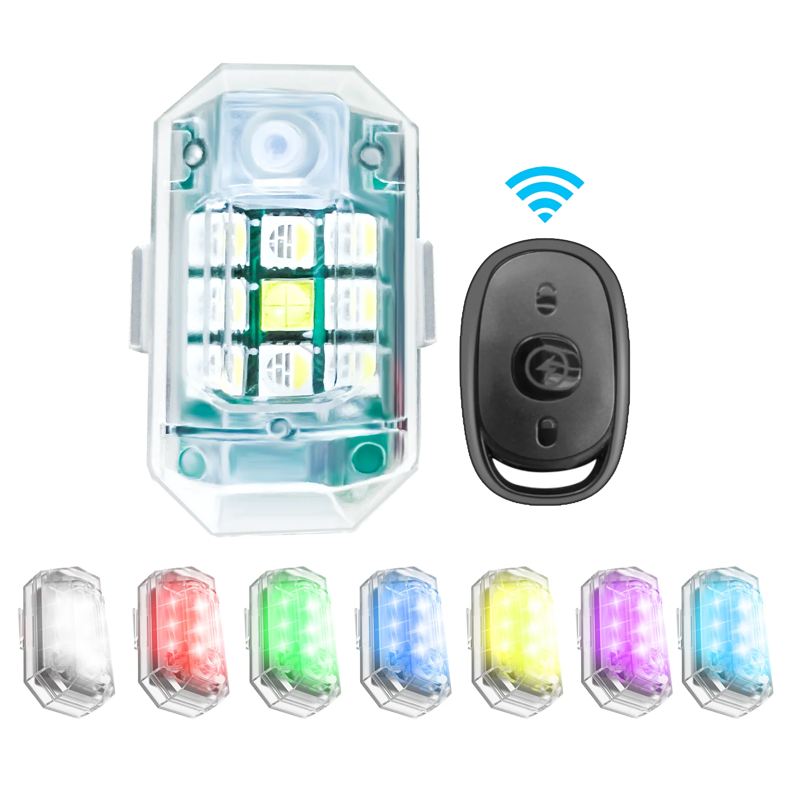 Drahtlose Fernbedienung LED Blitzlicht 7 Farben Anti Kollisions Warnlampe  Licht USB Aufladung Für Motorrad Auto Fahrrad Roller Von 8,85 €