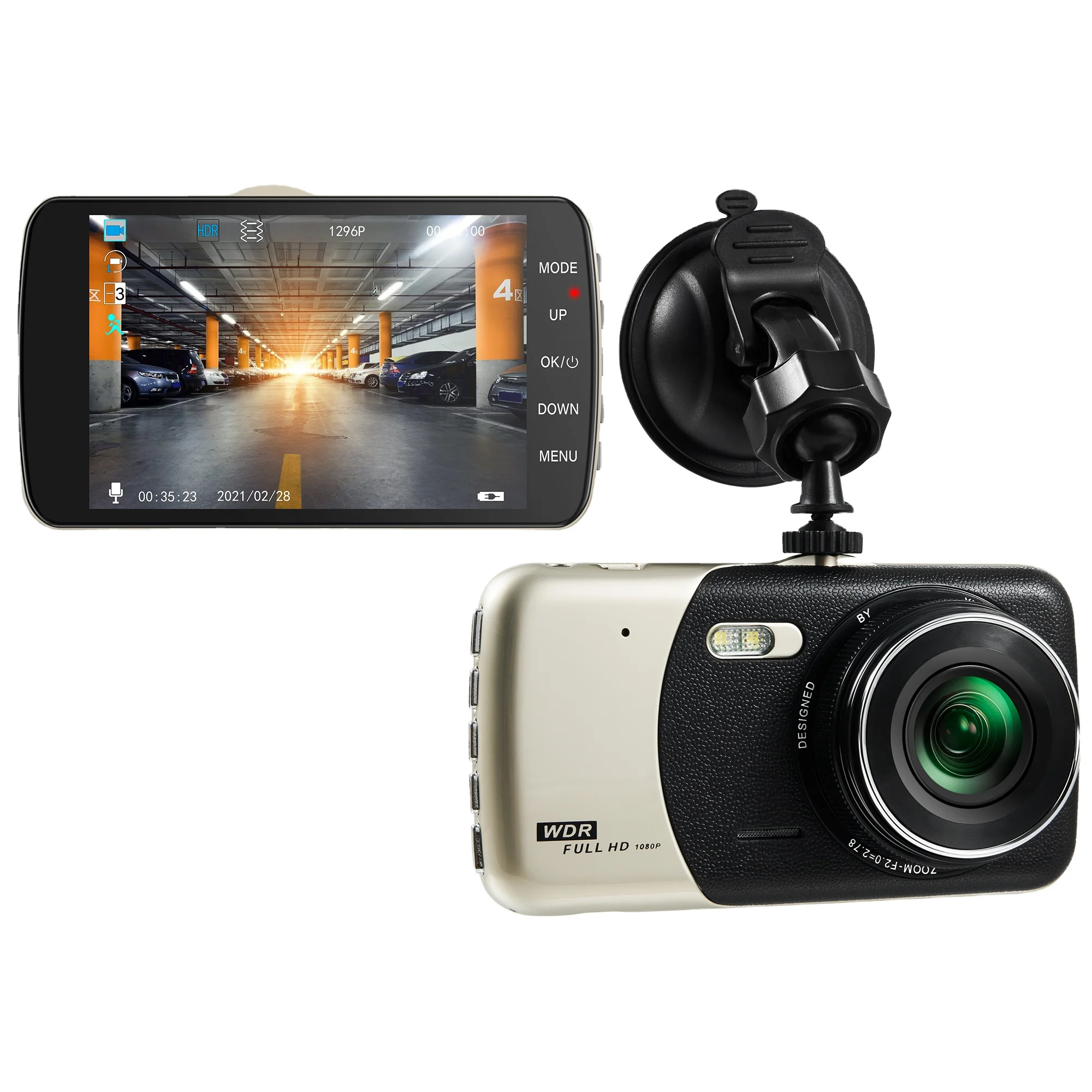 4.0In Dash Cam Car DVR HD 1080P Dual Lens Video Recorder Black Box Driving