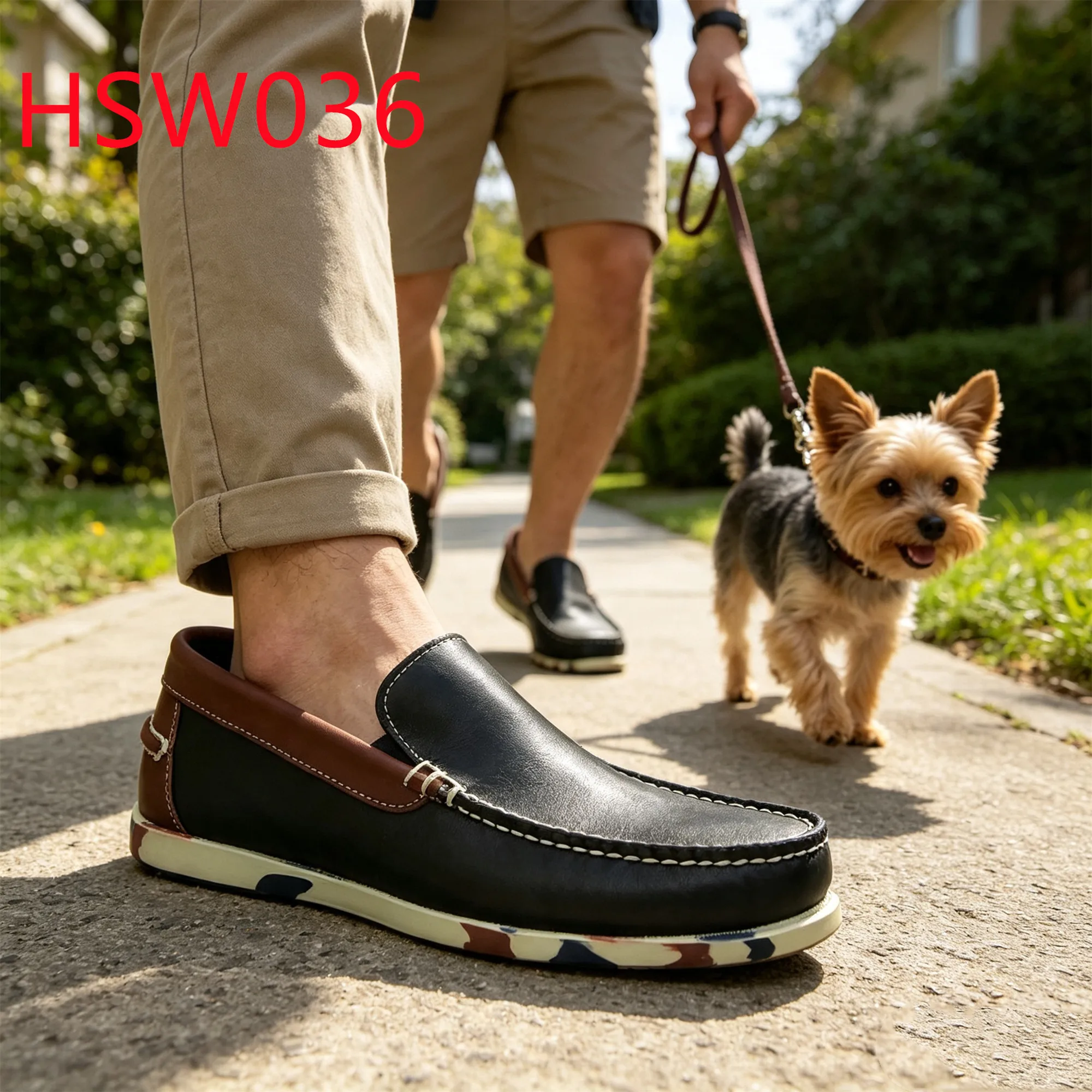 HY,Daily Commoter Striped Color Rubber Outsole Hua Singh Boat Shoes Slip-on Style Wide Toe Lowest MOQ Moaccasin Shoes HSW036