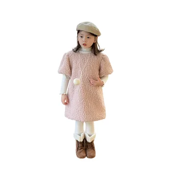 Children's clothing girls' lamb wool dress Winter new children princess dress baby girl clothes