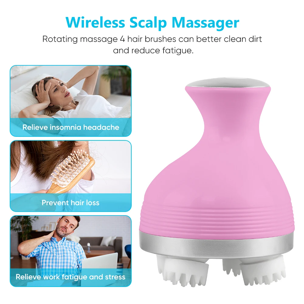 4 In 1 Silicone Waterproof Scalp Relaxation Electric Head Scalp