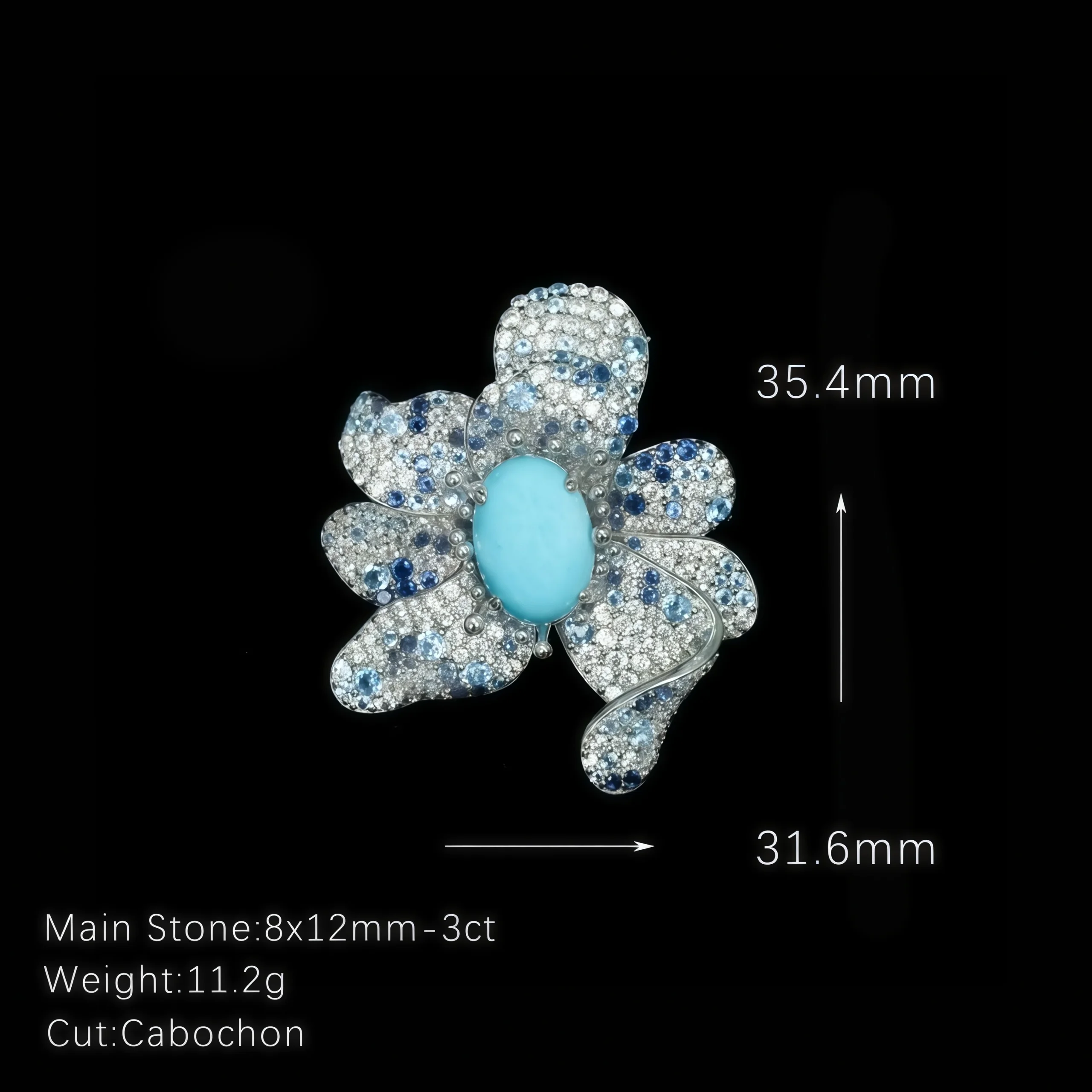 MUSHAN Jewelry Factory Fine Jewelry 925 Sterling Silver Rings Blue High Carbon Diamond Full Inlay Luxury Designer Flower Ring