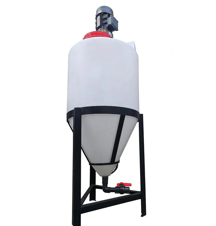 Wholesale LLDPE Vertical Chemical Water Mixing Tank 55 Gallon (200L) Cone Bottom with Agitator 10+ Year Service Life