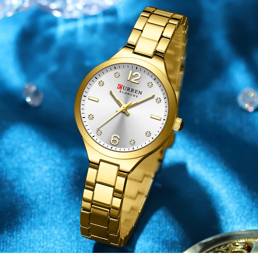Curren 9105 Women Elegant Watch Stainless Steel Fashion Diamond Number Dial Ladies Watches Luminous Casual Quartz Wristwatch