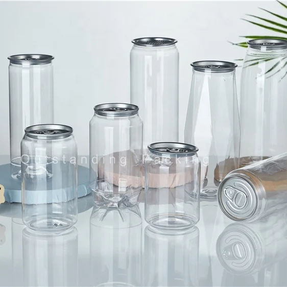 202# 250ml 330ml 500ml 650ml Clear Transparent Coffee Bottle Plastic  Cup Pet Plastic Soda Can