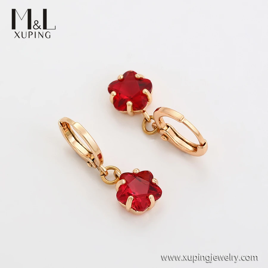 ML20108 XUPING ML Store Bohemia Artificial Jewellery Woman Lovely Simple Star Shaped Stone Ruby 18K Gold Color Hoop Earring
