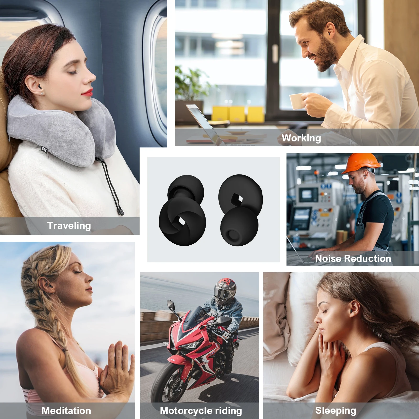 Custom Logo Ergonomic Sleeping Earplugs Box for in case Sleeping Silicone Reusable Gel Noise Cancelling Soft Ear Plug