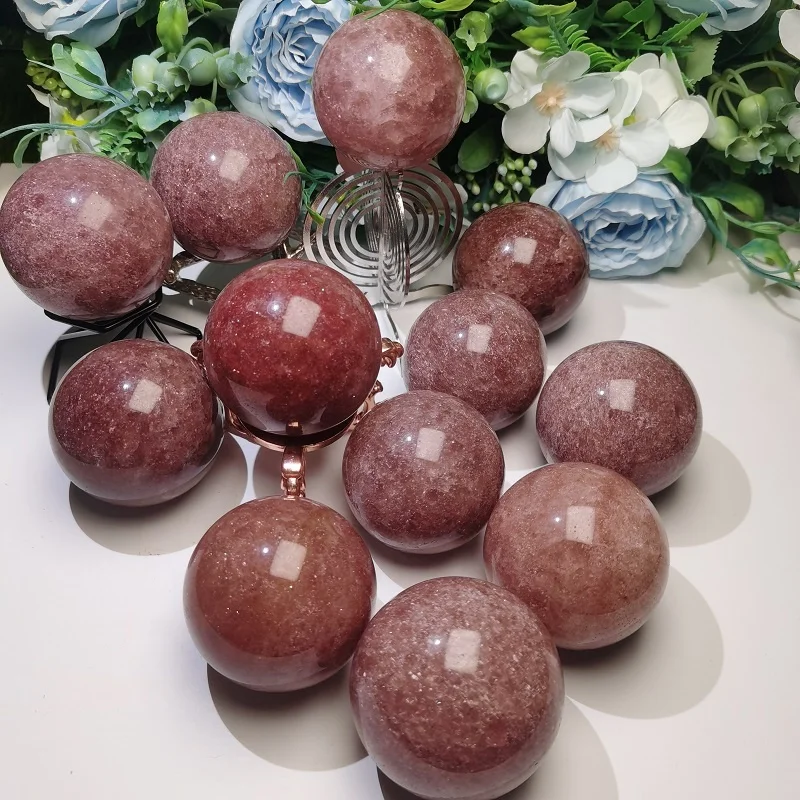 Factory Cheap Price Healing Stone Ball Natural Crystals Strawberry Quartz Sphere