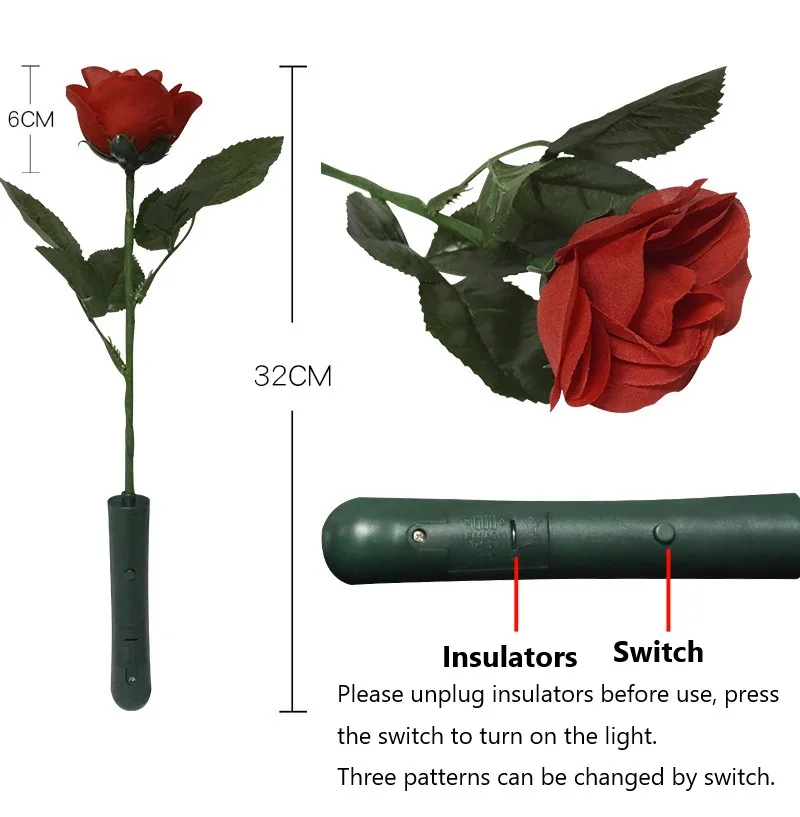Romantic LED Light-Up Plastic Rose Valentine's Day Weddings Graduations Christmas Heart-Shaped Artificial Rose Love Packaged Box