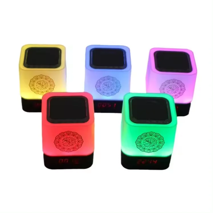 Quran Speaker Night Light Lamp, Portable LED Touch Cube With Remote MP3 Mic Player, Rechargeable Full Quran Recitations In Many Languages Including English, Arabic (Urdu Gold With White - Foto 10