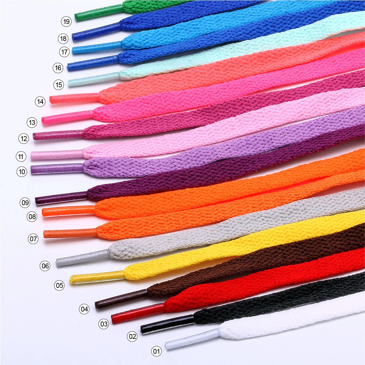 Flat Shoelaces For Sneakers Fabric Shoe Laces White Black Shoe Lace