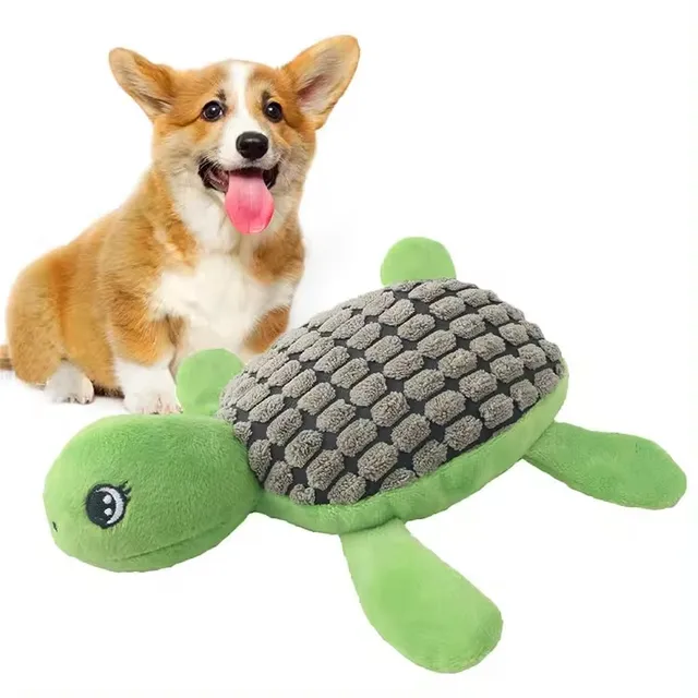 Amaz Hot Selling Pet Supplies Plush Squeaky Toy Molar Teeth Cleaning Stuffed Turtle Dogs Pet Toys with Ringing Paper on 4 Feet