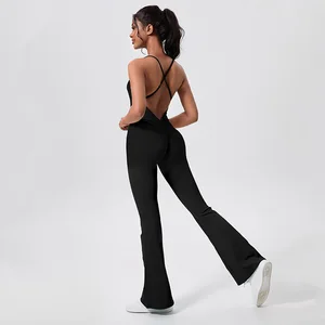 ODM OEM Scrunch Butt Slim Fit Jumpsuit Fitness Womens One Piece Workout Jumpsuit Shapewear Active Wear Compressed Yoga Bodysuit