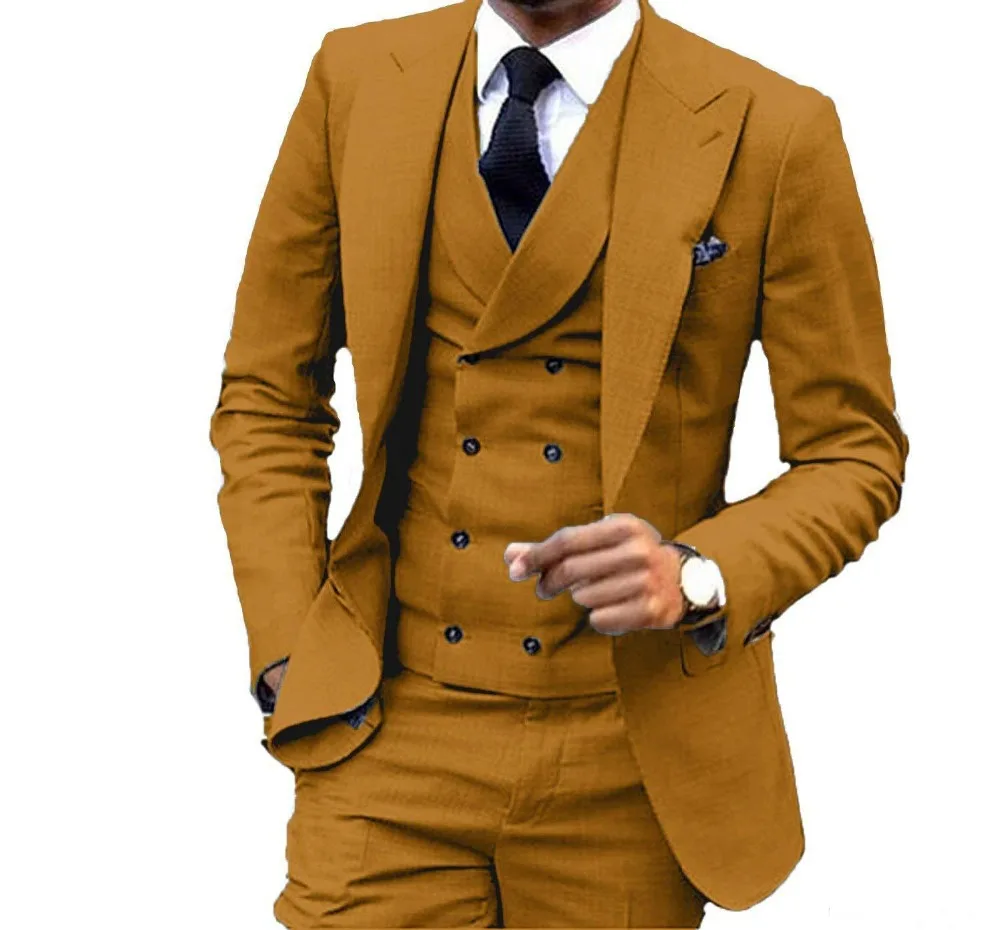 Stitched bespoke pure cotton yellow suit, model: 2209 Mario Moyano  Collection