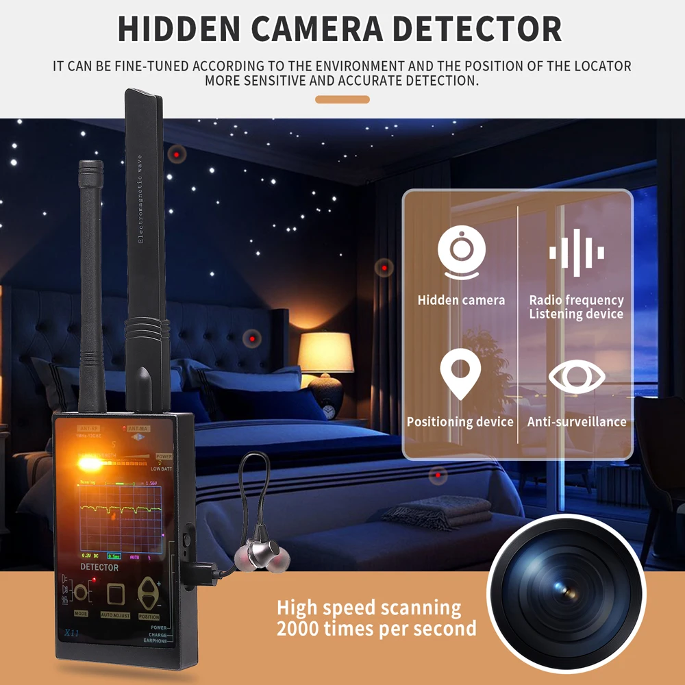 Wireless Anti-Spy RF Signal Detector Candid Camera Finder GSM Audio Protect