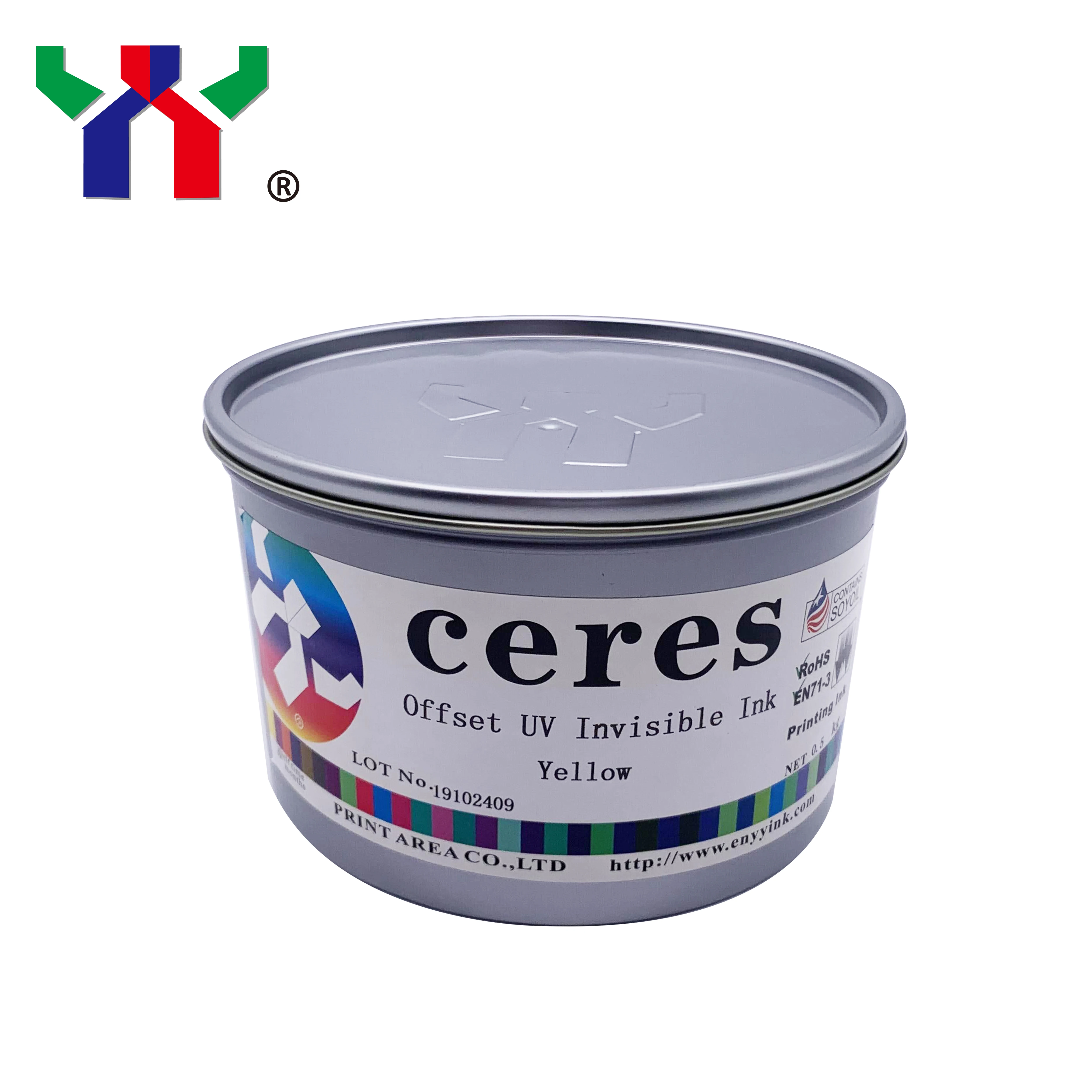 Offset UV Invisible Fluorescent Ink - Yellow, 500g/can