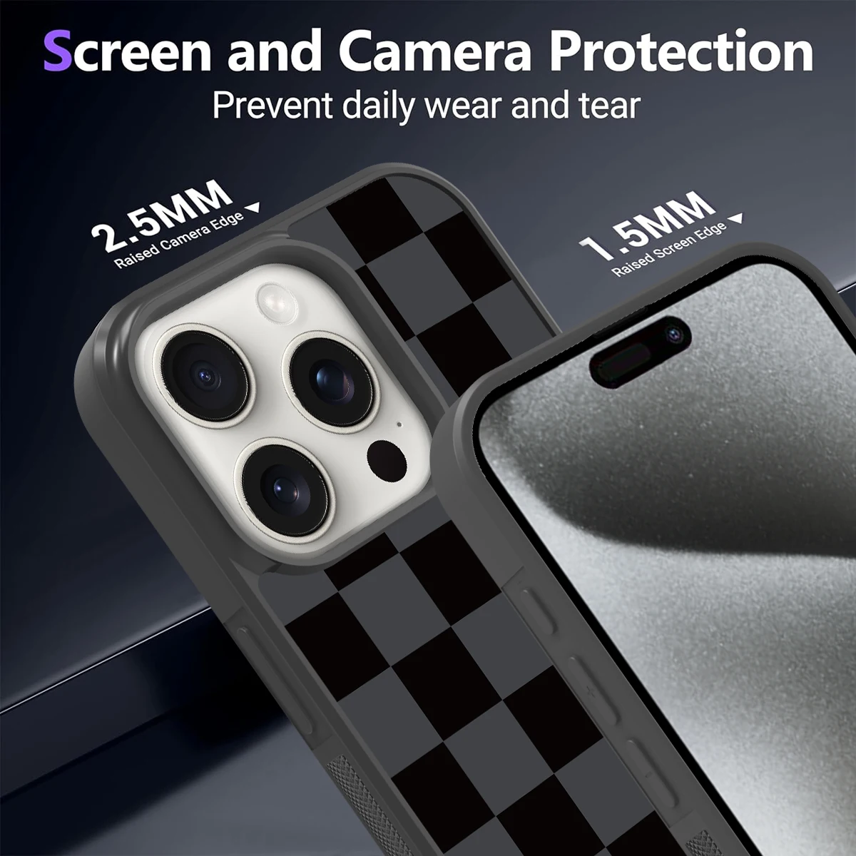 Simple phone case Anti-slip Magnetic Patch Black and Grey Squares For iPhone 16 15 14 13 12 11 Pro Promax HWC02 manufacture