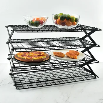 Baking Accessories for Cookies Cakes Baking 3/4 Tier Collapsible Cooling Baking Server Cooling Rack Non Stick Wire Rack