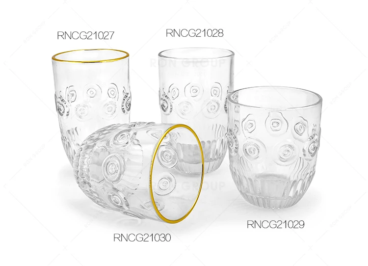Latest model solar flower carving design Arab style glass tea fruit juice cup