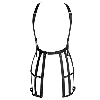 Harness Corrente de Prata e Couro Body Chain Arreio Busto Ma