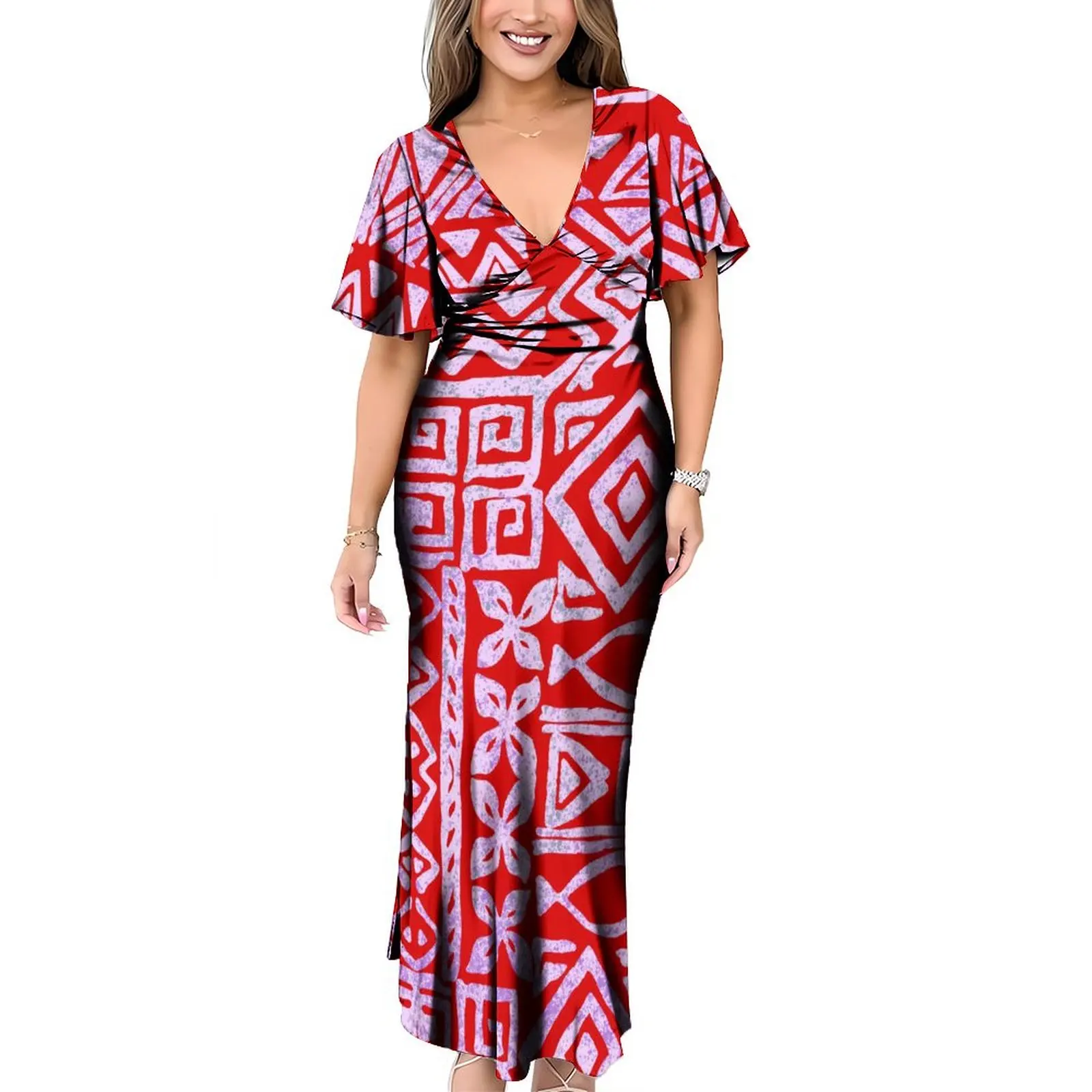New Tapa Melanesia Design Long Casual Dress Customized Polynesian Dresses Women Elegant Long Casual Dress With Back Neck Tie| Alibaba.com New Tapa Melanesia Design Long Casual Dress Customized Polynesian Dresses Women Elegant Long Casual Dress With Back Neck Tie| Alibaba.com