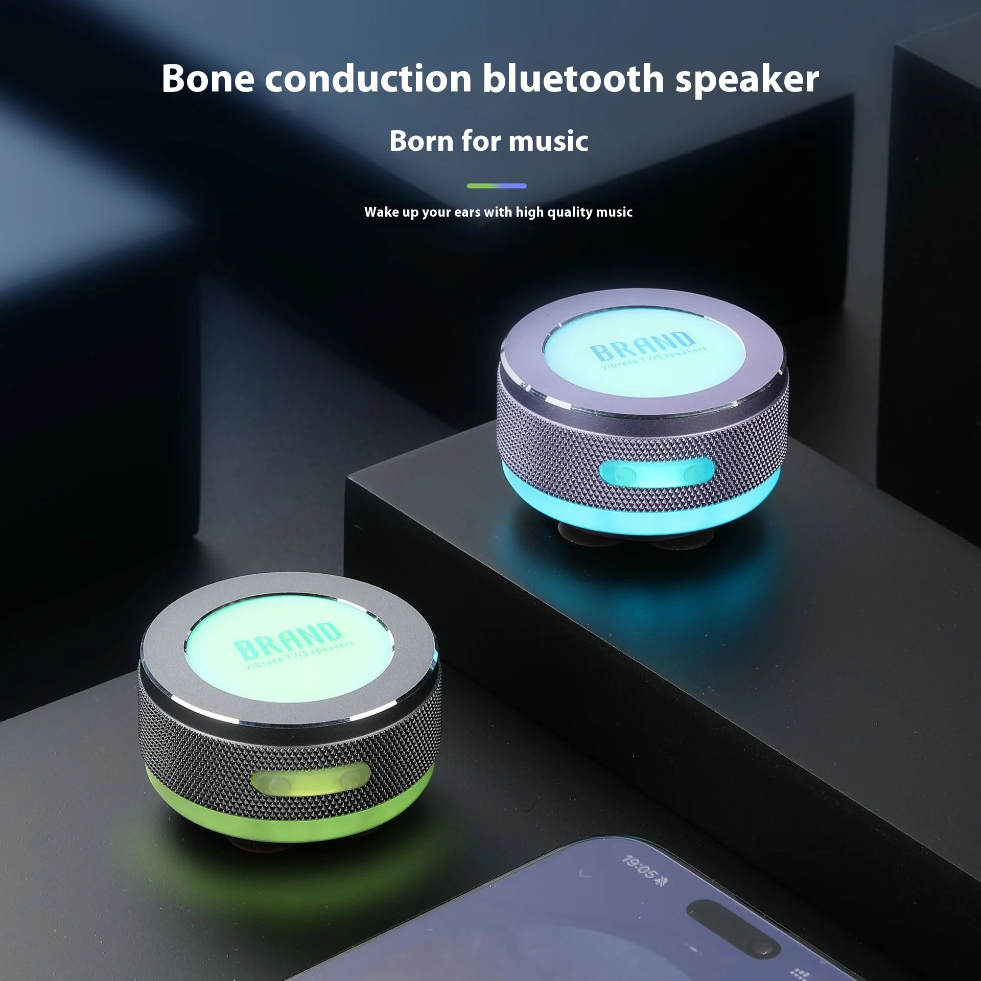 Symphony Mini Portable RGB Bone Conduction Vibrating Speaker Suction Cup 360° Omni-directional Sound Effect Magnetic Speaker