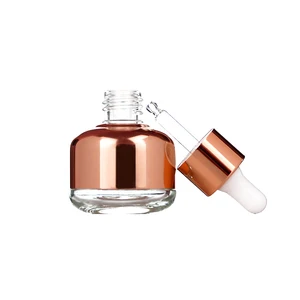 Factory Wholesale High Quality Rose Gold Electroplated Skincare Oil Glass Dropper Bottle 20ml 30ml 40ml 50ml 60ml