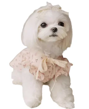 Best Puppy Pink Floral Patterns Cotton Dress Sustainable Pet Party Wear Dog Fancy Costumes
