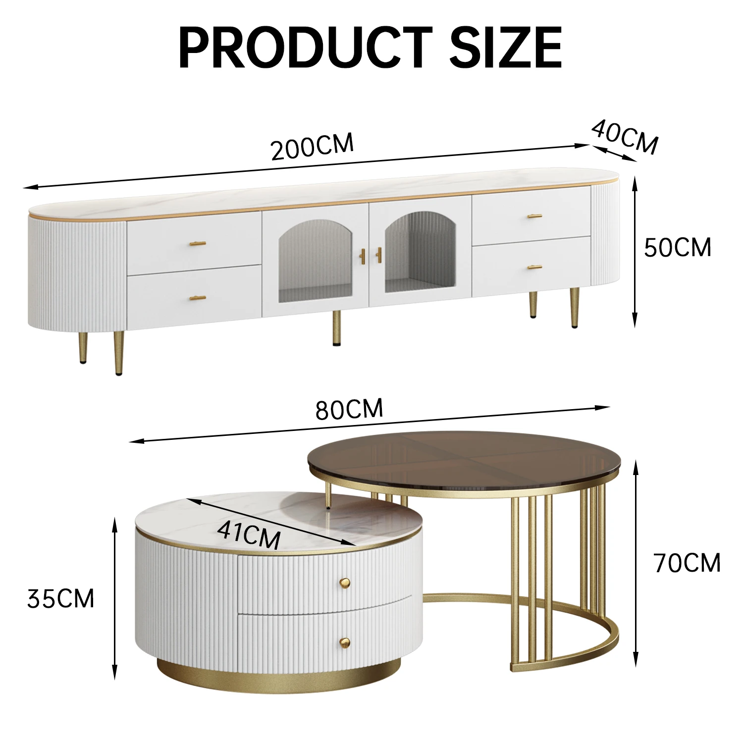 Italian Slate TV Cabinets for Modern Living Room Furniture - Main Image