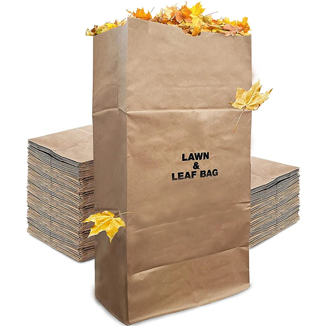 Customized Biodegradable Lawn Leaf Bags Brown Paper Sack Leaf Lawn