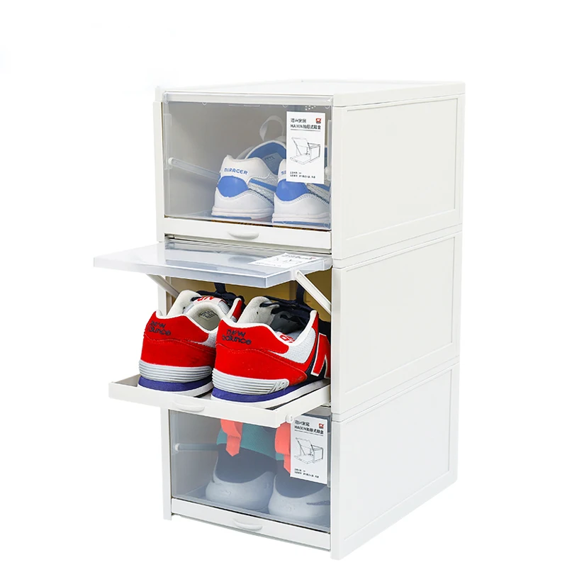 Push Drawer Type Shoe Box Transparent Clear Plastic Shoes Storage Container Durable Practical Organizer Shoes Drawers