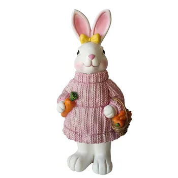 Hot sale top quality resin crafts cute rabbit statue garden art for home & garden decoration